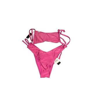 Kendall+Kylie 2-Piece Bikini Swimwear Raspberry Top Medium Bottom Large New